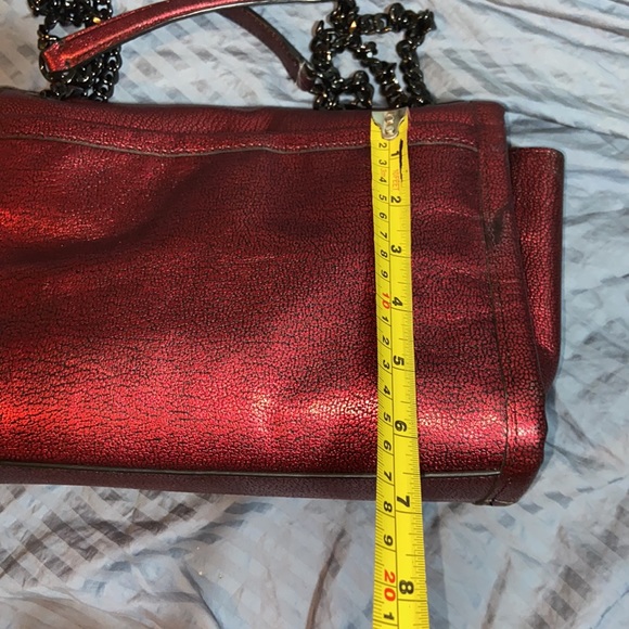 Coach Metallic Red Ranger Flap Crossbody Bag Metal Chain Convertible - Picture 10 of 16